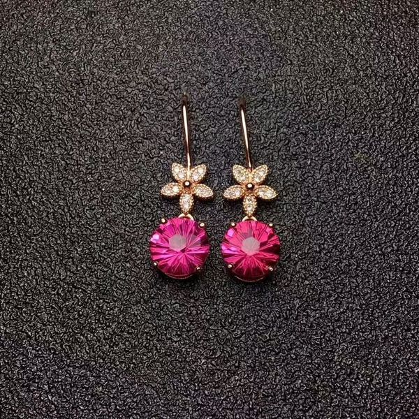 

meibapj]natural pink z flower earrings real 925 silver drop earrings fine charm jewelry for women, Golden;silver
