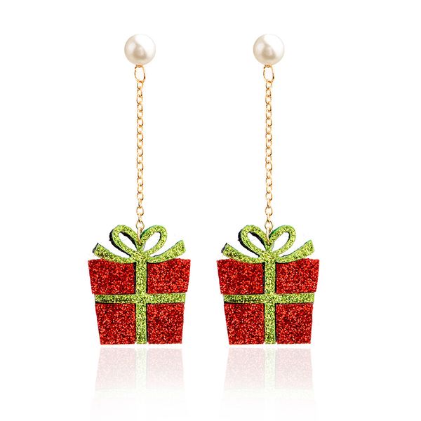 

fashion christmas tree tassel gift box earrings jewelry originality cartoon cute for women ear party accessories christmas gift, Golden;silver
