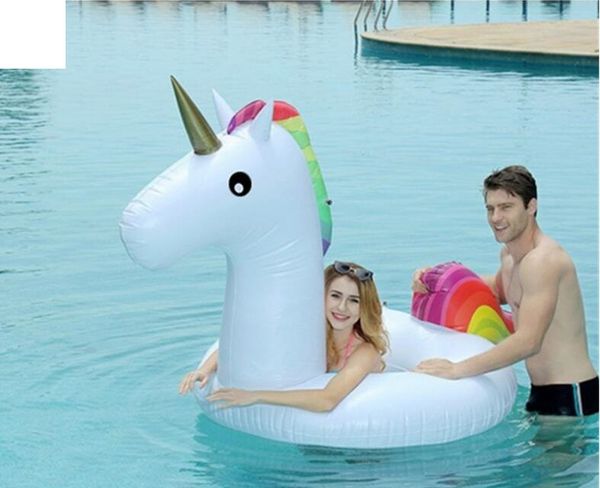 Galleggianti gonfiabili da 175 cm Unicorno gonfiabile da cavalcare giocattoli da piscina per bambini Materassino gonfiabile per unicorno Anello da nuoto Zattera d'acqua