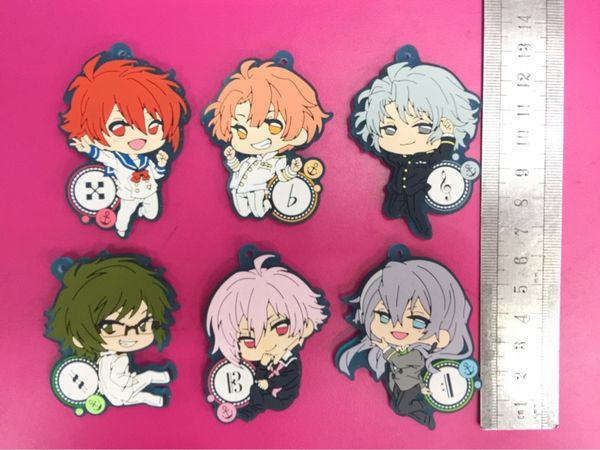 

6pcs/lot idolish7 anime keychain izumi iori yamato nikaido sogo nagi tamaki gaku mitsuki osaka rubber strap/mobile phone charms, Silver