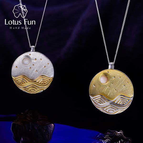

lotus fun real 925 sterling silver natural handmade fine jewelry the moonlight design pendant without chain acessorios for women