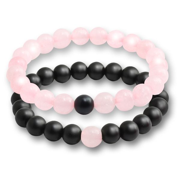 

2 pcs/set bracelets for women lava natural stone white and black yin yang men beaded bracelet couples distance yoga bangles love