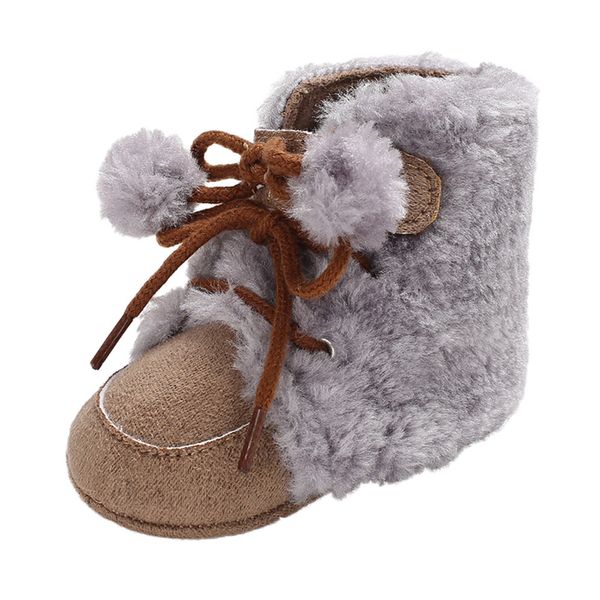 

new fashion baby autumn and winter boys girls hair ball tie solid color boots toddler shoes, Black;grey