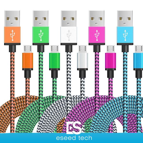 Cabos do cabo do carregador micro USB Cabo de carregamento trançado de nylon Tipo C Para todos os smartphones Android Samsung S4 S6 S7 edge HTC Sony