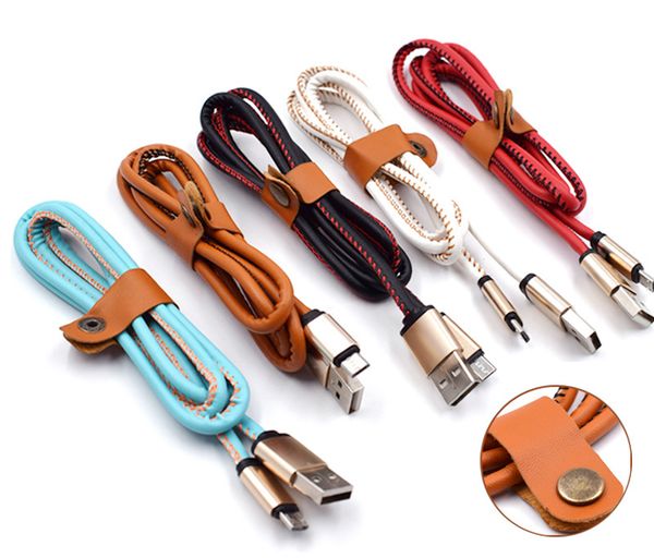 

1m aluminium premium pu leather micro u b cable high peed 2 0a fa t charging micro u b ync data charger cable for android am ung 6 7