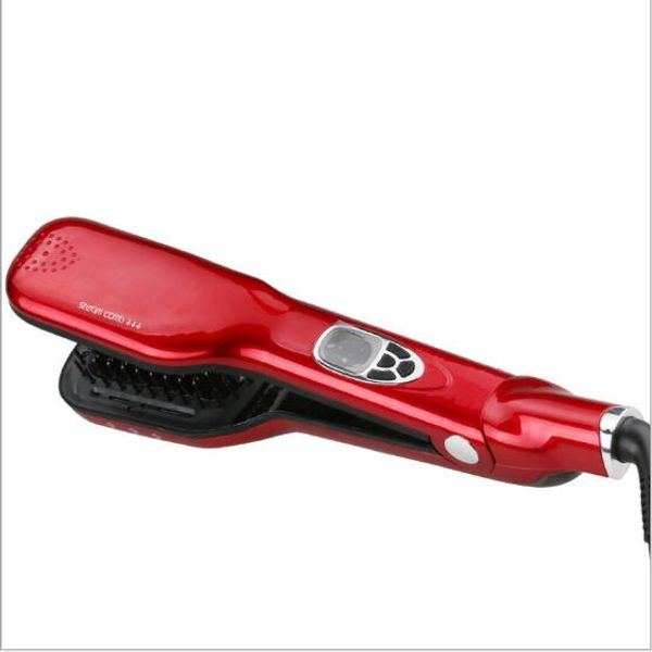 

профессиональный vapor спрей fast electric smooth brush titanium ceramic выпрямитель для волос расческа пара плоский утюг с жк-дисплеем, Black