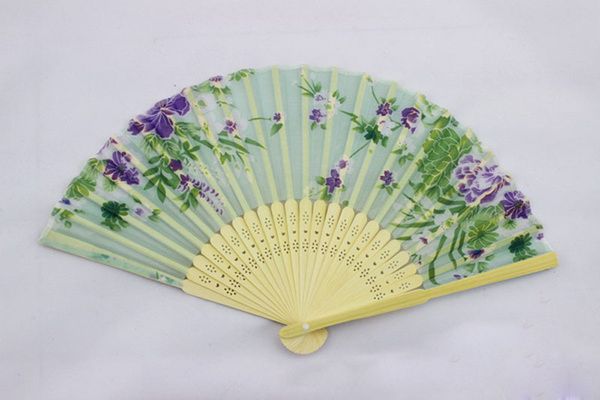 

chinese silk folding bamboo hand fan fans art handmade flower lady fan