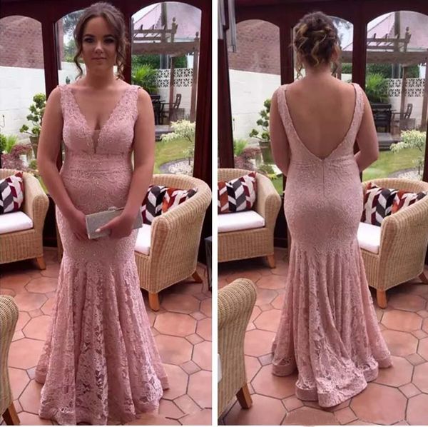 

урожай арабский sexy v шеи розовый кружевной русалка длинные вечерние платья 2018 backless длина пола формальные пром платья партии, Black;red