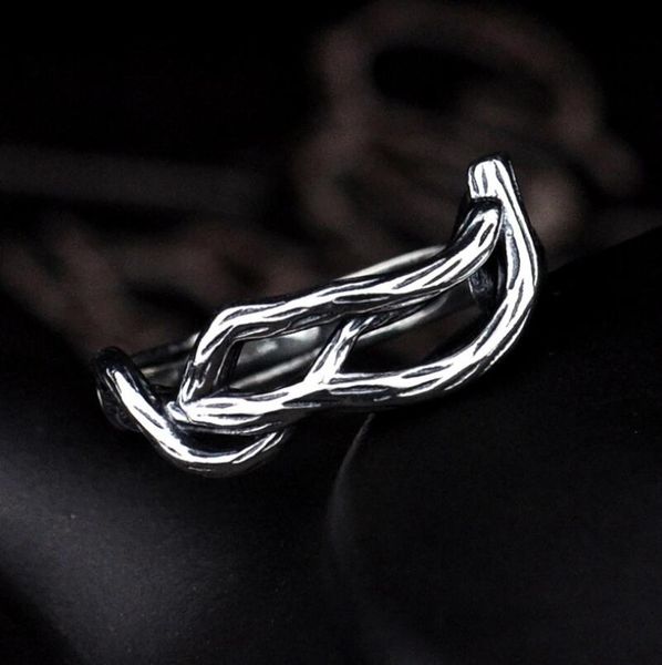 

s925 sterling sier original branch ring simple men and women open ring (hy, Golden;silver