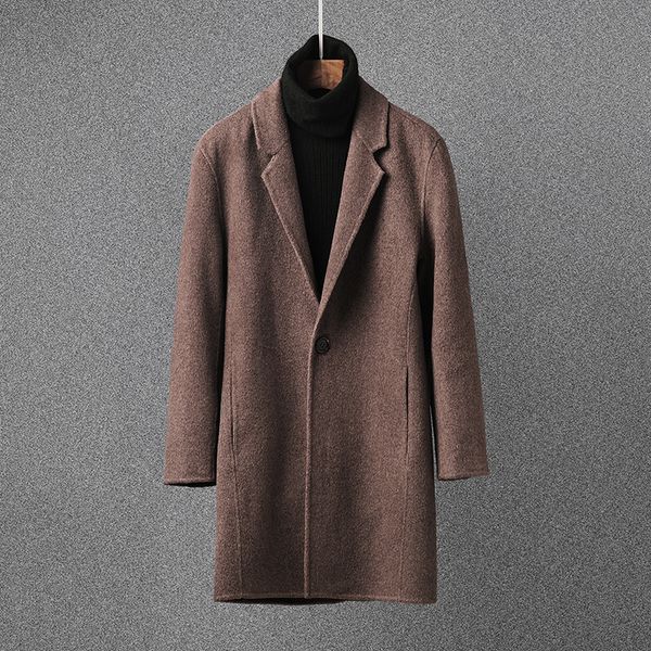 

41/5000 new autumn/winter 2018 men's wool leisure coat men's camel hair coat double-sided warm cashmere men + m-3xl, Black