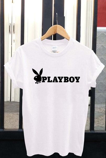 

Играть мальчик Кролик логотип животных Men_s футболка черный с коротким рукавом S, M,