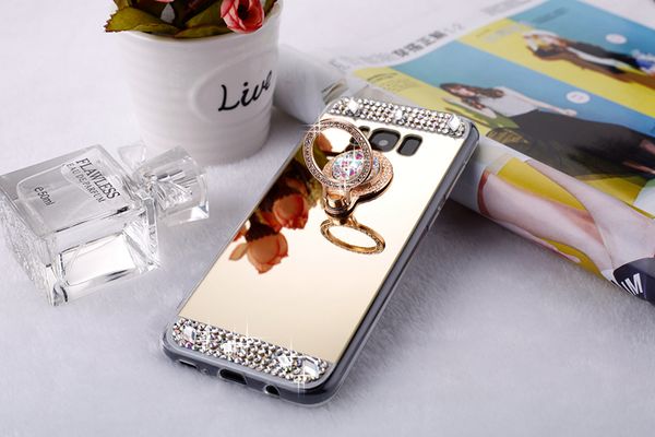

2018 luxury case for iphone 7 plus luxury case luxury mirror case cover with crystal finger ring holder tpu diamonds phone cases