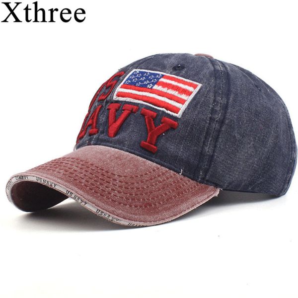 

xthree 100% washed cotton baseball caps men navy hat cap embroidery casquette dad hat for women gorras snapback, Blue;gray