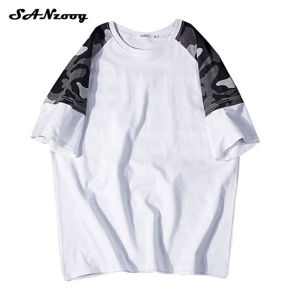 

sanzoog men fashion t shirt 2018 summer homme camo hip hop tee hombre short sleeve streetwear male fitness clothing, White;black