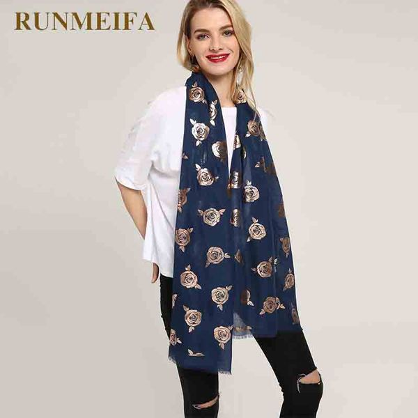 

runmeifa] women summer shawls gold rose floral pattern scarf cotton shiny shimmer design fashion female scarves, Blue;gray
