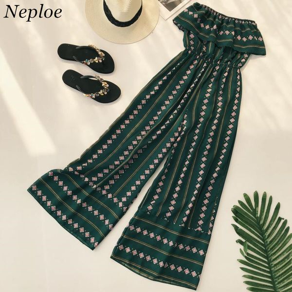

bohemia 2018 new arrival ruffles printed jumpsuits summer chiffon women slim rompers loose casual fashion ladies playsuits 67509, Black;white