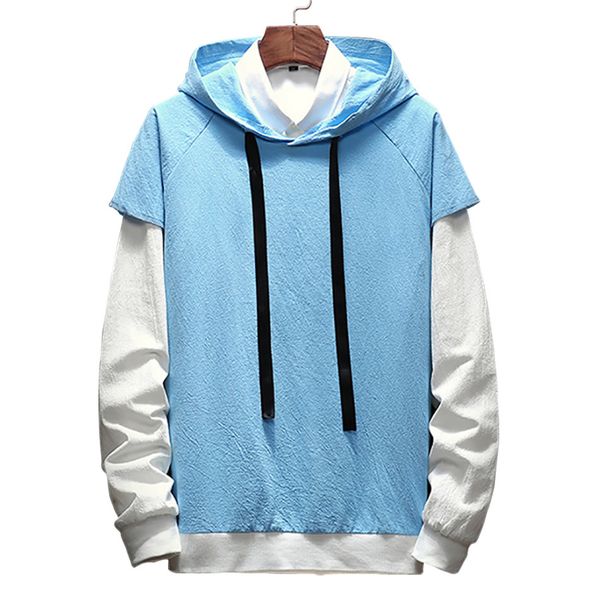 

2018 новая мода мужская кофты осень лоскутное капюшоном толстовки повседневная печати slim fit цвет блока пуловеры мужчины m-5xl м3-057, Black