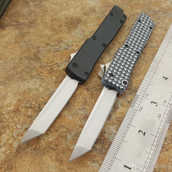 

в один мини Key Keychain пряжка нож алюминий двойного действия сатинировки 440C Tanto блейд Складной нож подарка Xmas нож 1PCS
