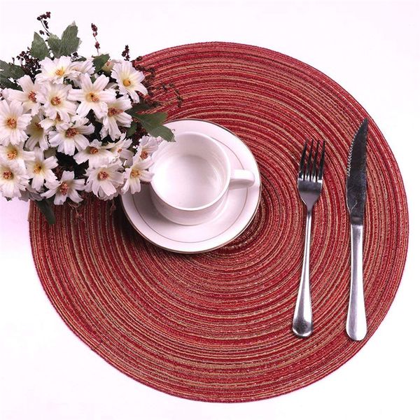 Round Weave Placemat Macio de Algodão Macio Mesa De Mesa DISE PAD TABLA PAD À Prova D 'Água Tabela De Pano Pads