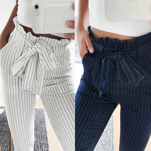 

women's chiffon harem pants bow tie drawstring elastic waist pocket euramerican pants 2018 new fashion jc014, Black;white