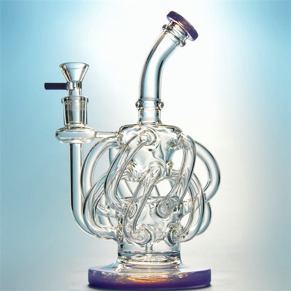 9-Zoll-Glasbongs 12 Recycler-Röhren-Wasserpfeifen Glas-Wasserpfeifen Vortex-Recycler-Ölplattformen Super Cyclone Dab Rig 14-mm-Innengewinde XL137