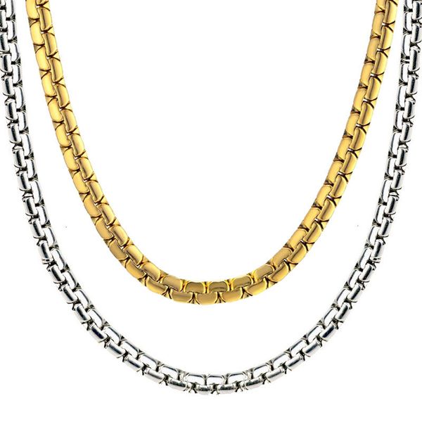 

flat box chain necklaces men stainless steel gold cool link chain necklace hippie men hip hop jewelry party valentines day gift, Silver