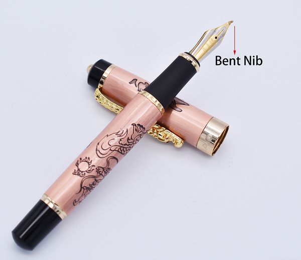 

jinhao fude calligraphy fountain pen bent nib, descendants of the dragon, red copper for art, painting, writing office supplies