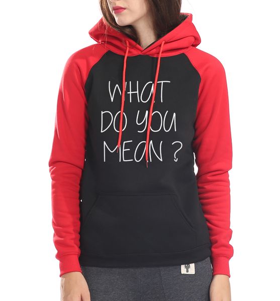 

2018 fleece style streetwear hooded raglan long sleeve sweatshirts what do you mean letters print hoodies women brand tracksuits, Black