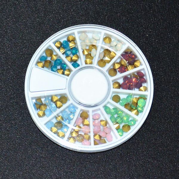 

mixed colorful cone style manicure diy wheel 3d tips studs shine rhinestone crystal nail art accessorie glitter decoration tools, Silver;gold