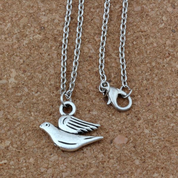

20pcs / lot Ancient silver Alloy Peace Dove Charms Pendant Necklaces 18 inches Chains Jewelry DIY A-255d