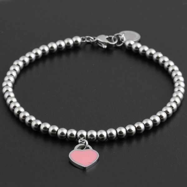 

2022 famous brand titanium steel bracelets classic jewelry heart charms bracelet for women charm beads bracelet pulseiras jewelry, Golden;silver