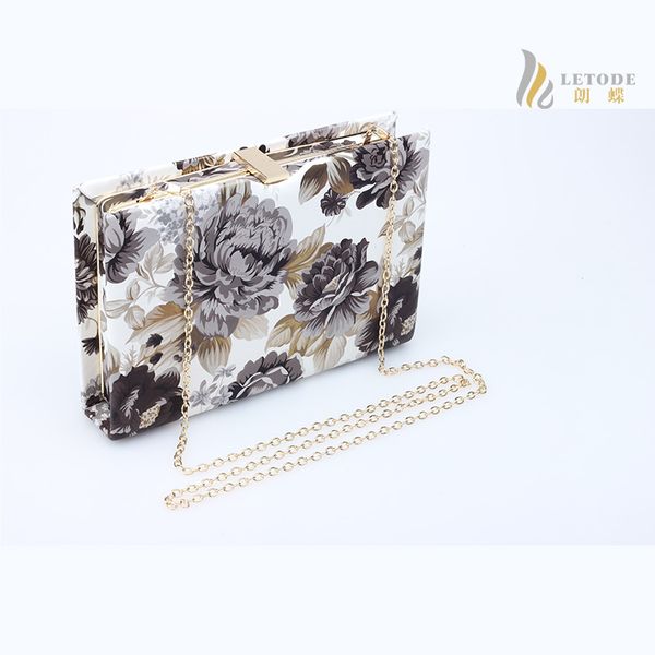 

flap women messenger bag flower print chinese style solid bag chain pu leather clutch handbag lady's bolsa feminina 8215-3