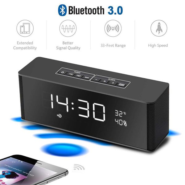 

new lp-06 alarm clock bluetooth speaker portable wireless 3d surround stereo speakers support handstf fm aux led display