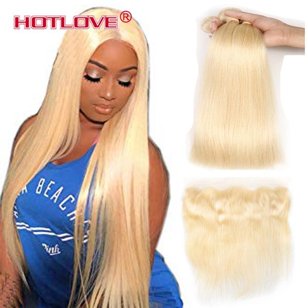 

613 blonde bundle with frontal ear to ear traight human hair bundle blonde virgin hair weave 3 bundle with frontal 613 light blonde