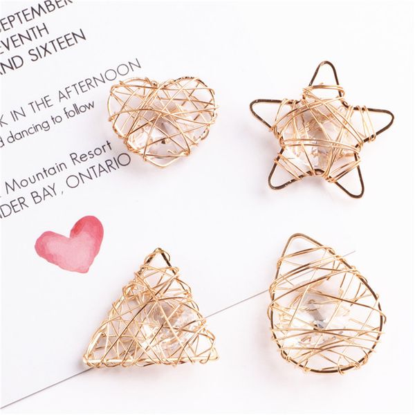 

doreen box metal pendant charms golden hollow heart star clear rhinestone jewelry accessories for necklace earrings making 2 pcs, Black