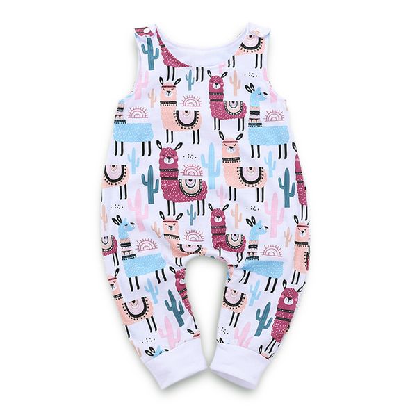 

ins infant baby boys girls cartoon rompers kids alpaca sleeveless onesies jumpers toddlers climb clothes child babies rompers 14339, Blue