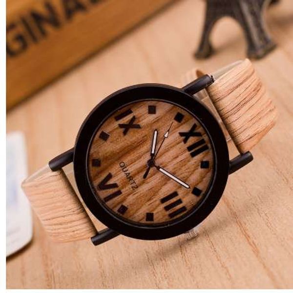 

wooden leather wooden drop casual men watches quartz masculino watch relogio male wristwatch strap wood relojes ship color lerqe, Slivery;brown