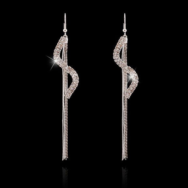 

мода элегантный и элегантный s-образный горный хрусталь серьги социальные аксессуары знакомства instagram хипстер уличной съемки важно, Silver