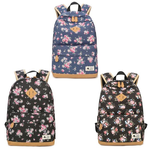 

flora backpack for girls canvas school bookbag college laptop bag women daypack