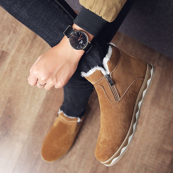

men winter non-slip boots warm comfortable working shoes retro winter snow boots men shoes chaussure homme, Black