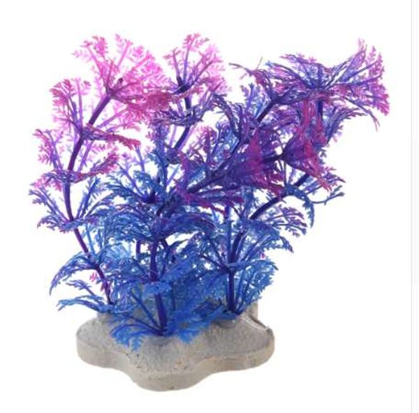 Planta artificial 10 cm aquário decoração planta de água roxo + azul