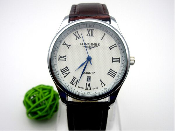 

Genuine male korean ver ion of the retro big dial watch waterproof calendar quartz watch manufacturer whole ale men 039 bu ine, Slivery;brown