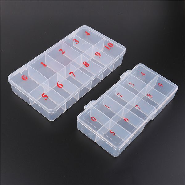 

10/11 acrylic plastic false nail tips storage box natural cells fake manicure tips translucent case tool, Red;gold
