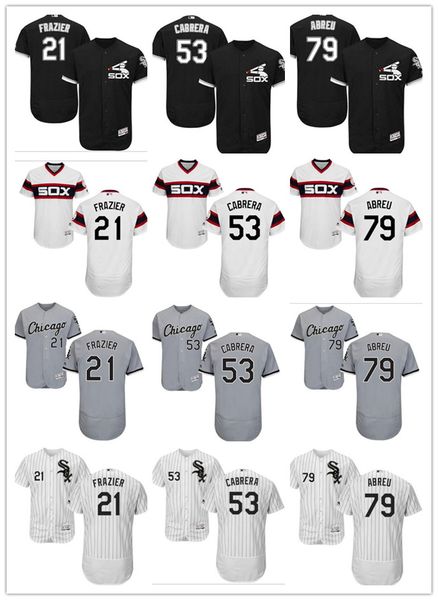 

men women youth chicago white custom sox jersey #53 melky cabrera 79 jose abreu 21 todd frazier black white kids baseball jerseys, Blue;black