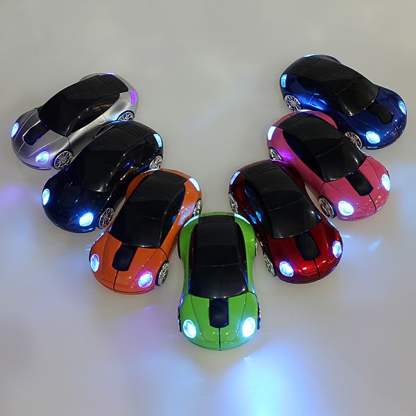 Wireless 2.4GHz Car Mouse 3D Optical Wireless auto Mouse Sport Car Shape Mouse Ricevitore USB per PC Laptop Spedizione gratuita