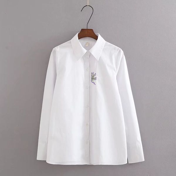 

tze33-995 european and american fashion embroidered shirt, White