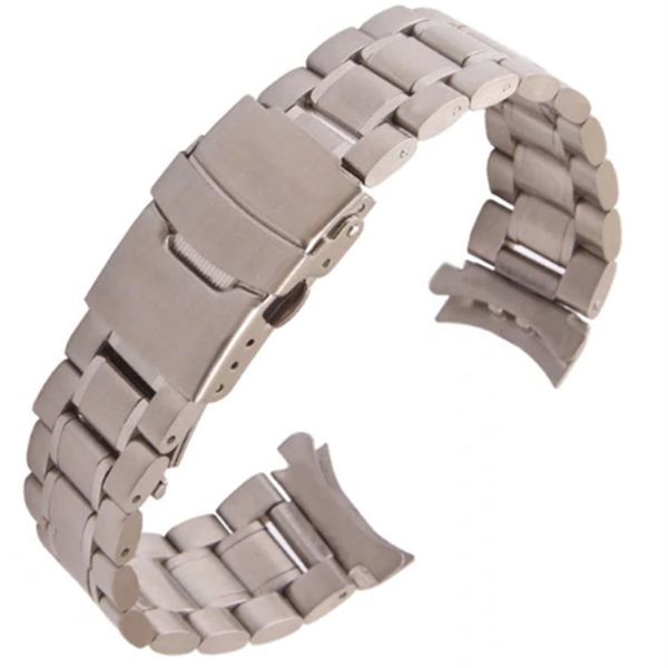 

classic watchband stainless steel metal watche band curved end 18mm 20mm 22mm 24mm silver black for common men watches hours hot, Black;brown