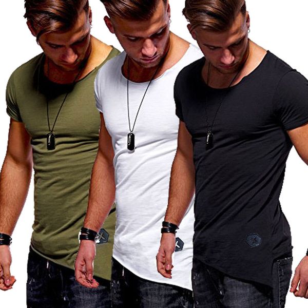 

us men's slim fit o neck short sleeve muscle tee t-shirt casual, White;black