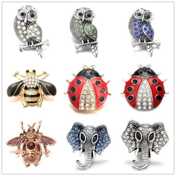 

смешанные новые оснастки ювелирные изделия сова слон металла оснастки кнопки подходят 18 мм оснастки кнопку браслет ожерелье для женщин мужч