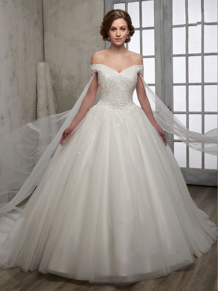 

beauty ivory tulle v-neck off shoulder beads wedding dresses bridal pageant dresses wedding attire dresses custom size 2-16 kf915116, White
